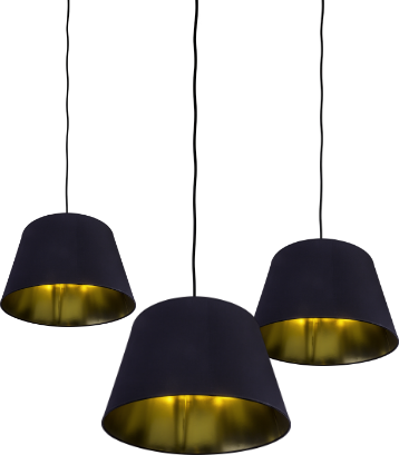 Three black pendant lights