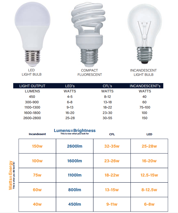 Light Bulb Conversion Chart